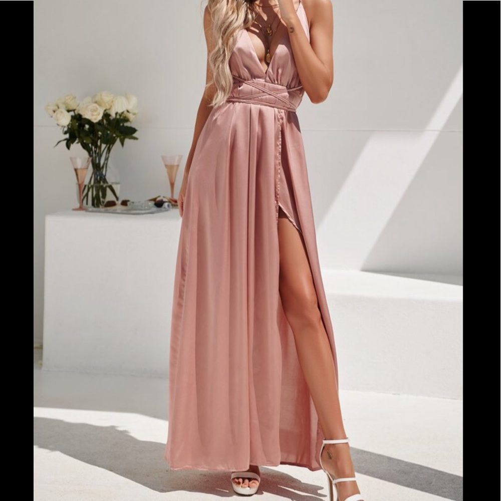 Blush silk dress
